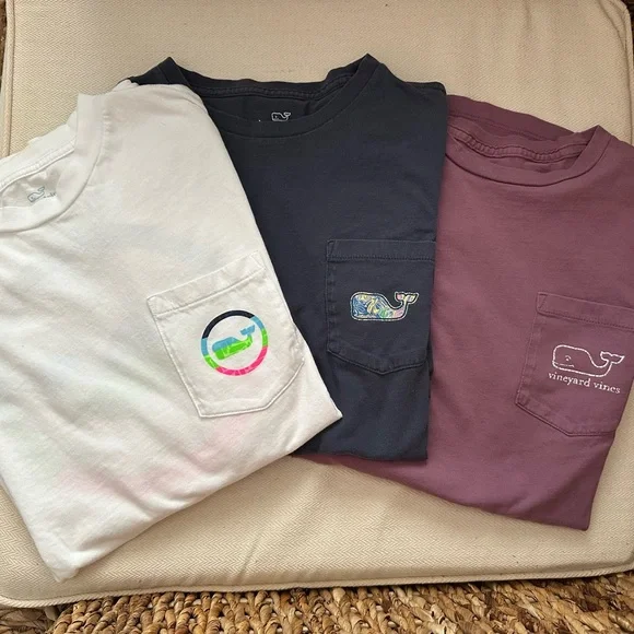 Vineyard Vines T-Shirt Trio - White, Maroon, Blue - Picture 1 of 8